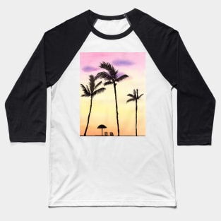 Palm Trees with yellow and pink sunset Baseball T-Shirt